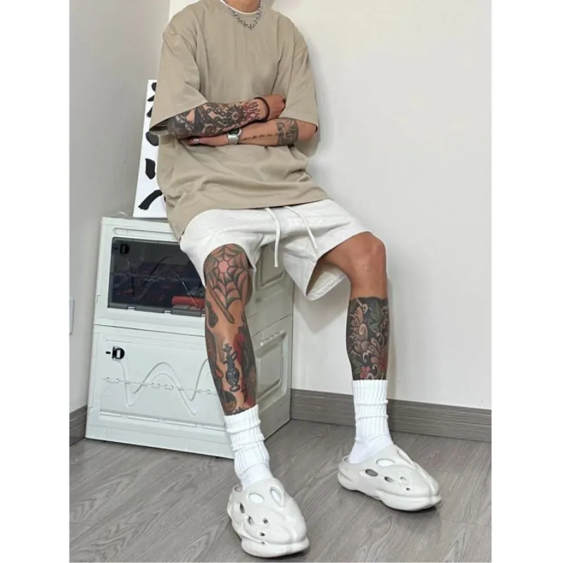 CORNILOT Casual Shorts Unisex White Heather Gray-4