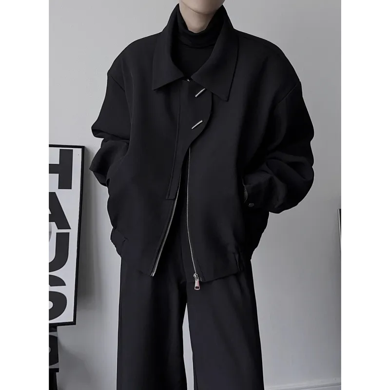 TESTUNG Fashion Versatile Jacket Unisex Black Classic Tone-1