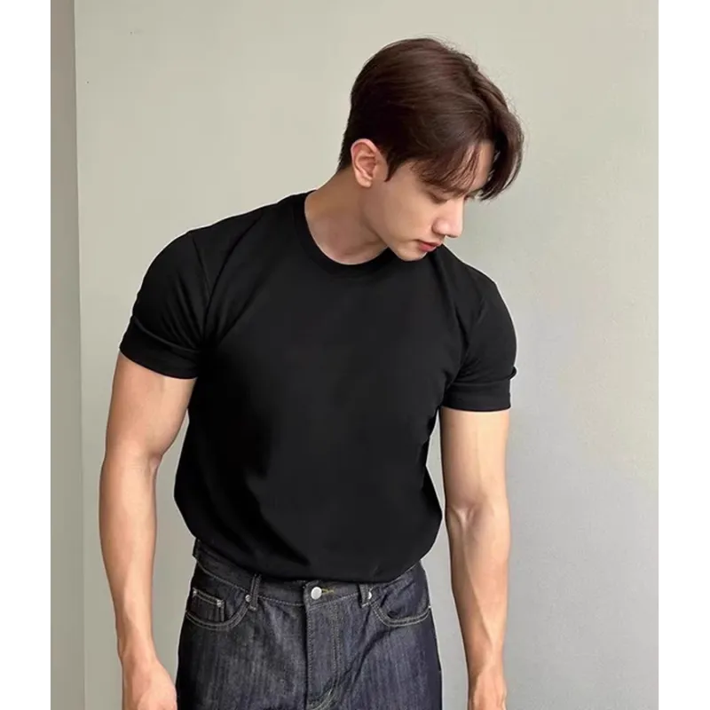 TESTUNG Fashion Minimalist Style T Shirt Unisex Classic Black-4