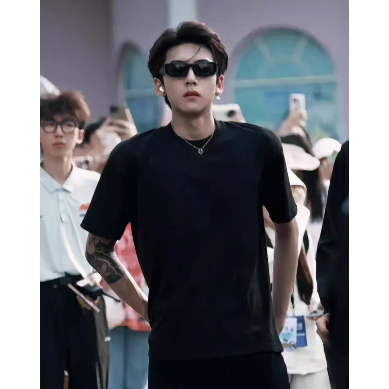 TESTUNG Fashion Minimalist Style T Shirt Unisex Classic Black-6