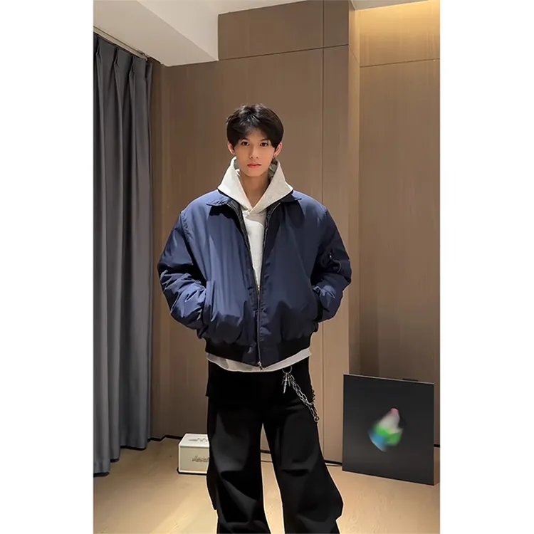 TESTUNG Jackets & Coats Unisex Navy Blue Classic Tone-3