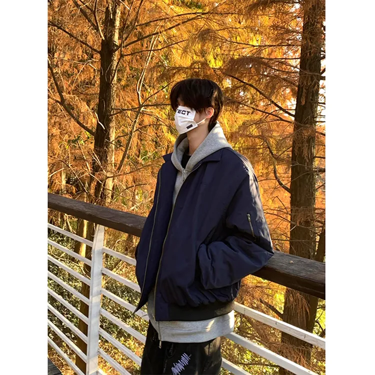 TESTUNG Jackets & Coats Unisex Navy Blue Classic Tone-2