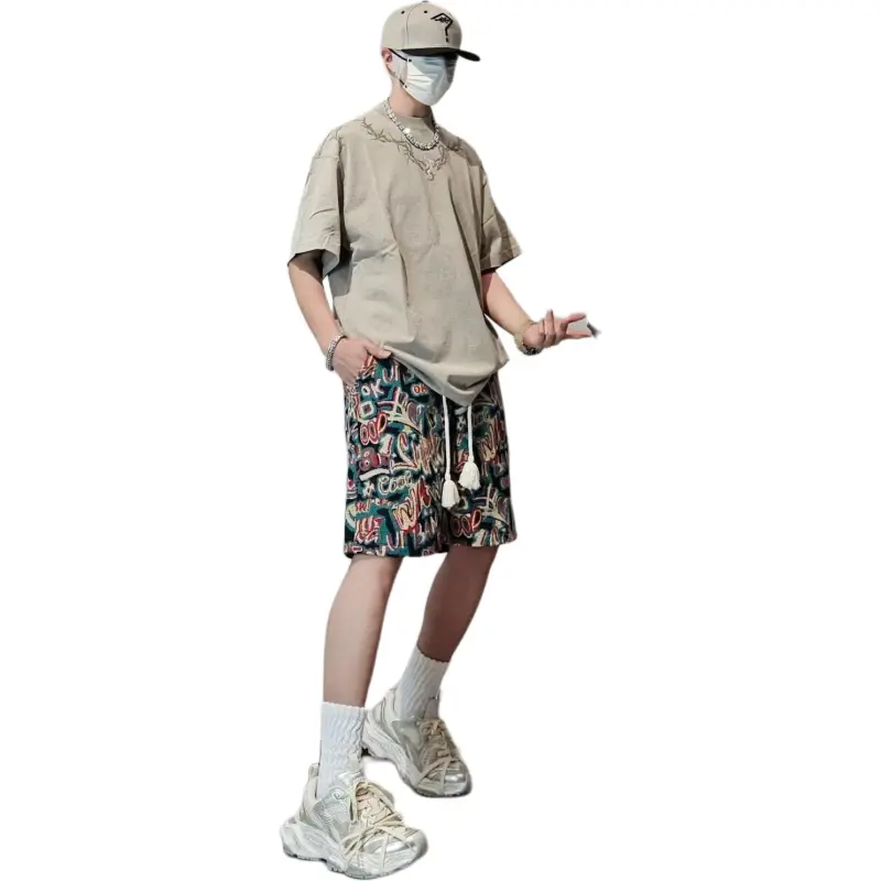 CORNILOT Casual Shorts Unisex Red-3