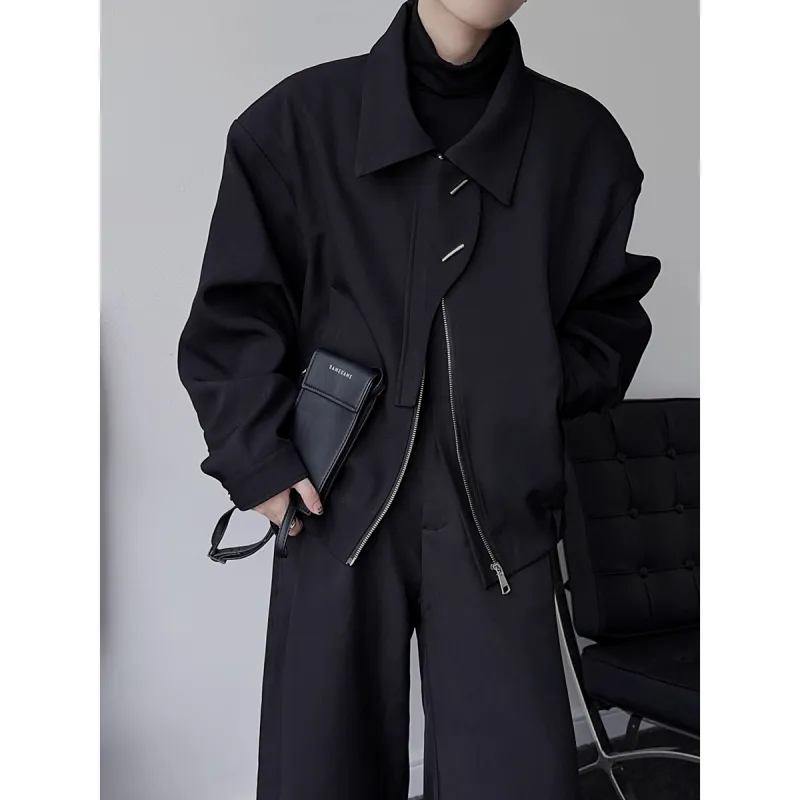 TESTUNG Fashion Versatile Jacket Unisex Black Classic Tone-2