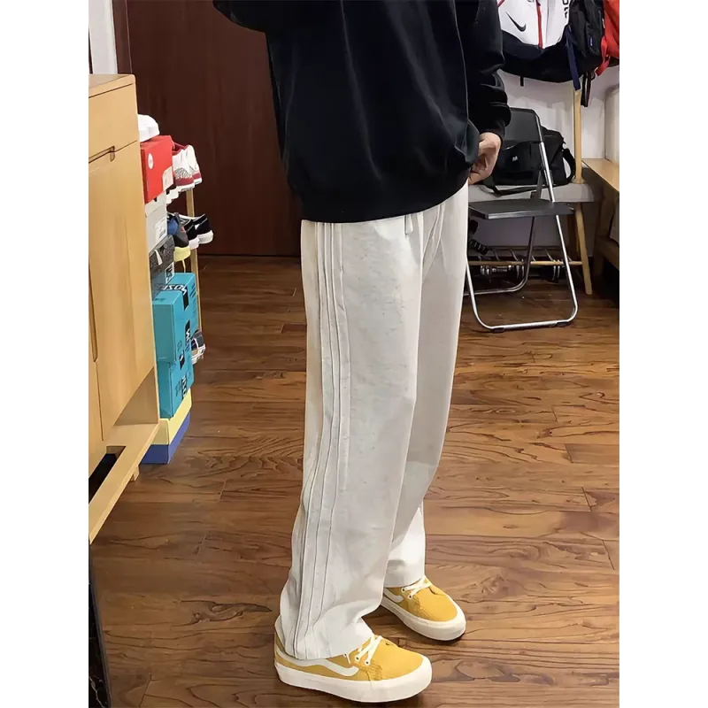 CORNILOT Casual Pants Unisex White Heather Gray-2