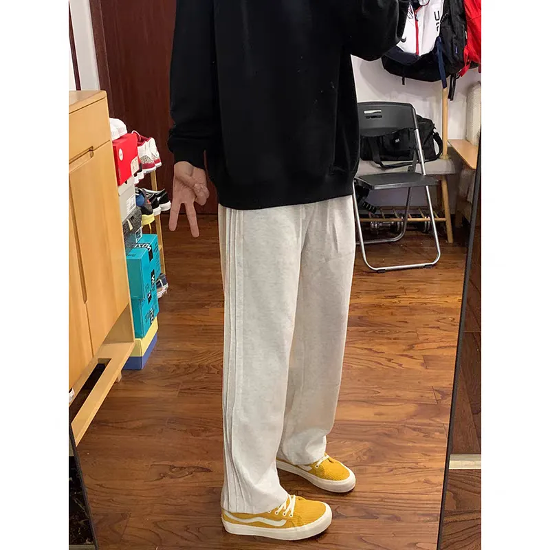 CORNILOT Casual Pants Unisex White Heather Gray-2