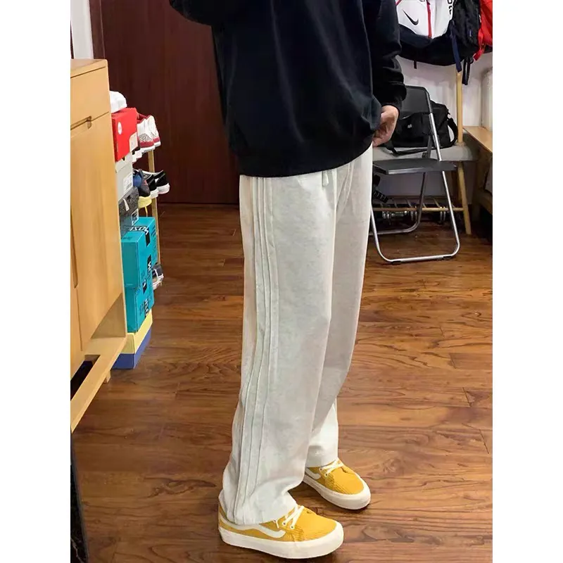 CORNILOT Casual Pants Unisex White Heather Gray-5