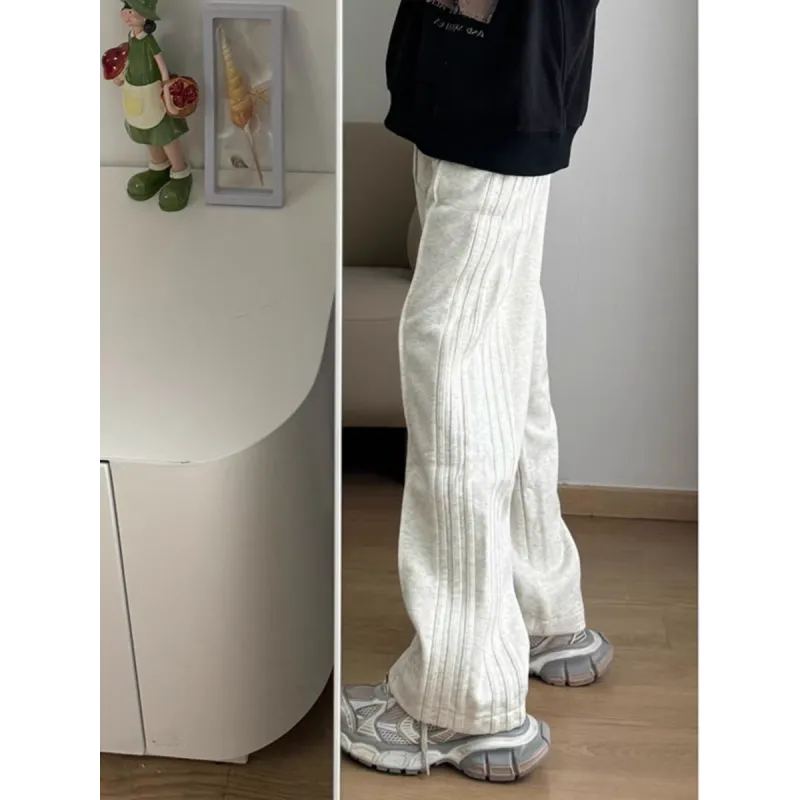 CORNILOT Casual Pants Unisex White Heather Gray-5