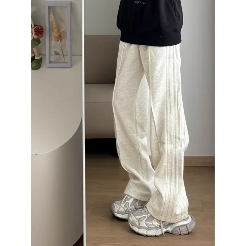 CORNILOT Casual Pants Unisex White Heather Gray-3