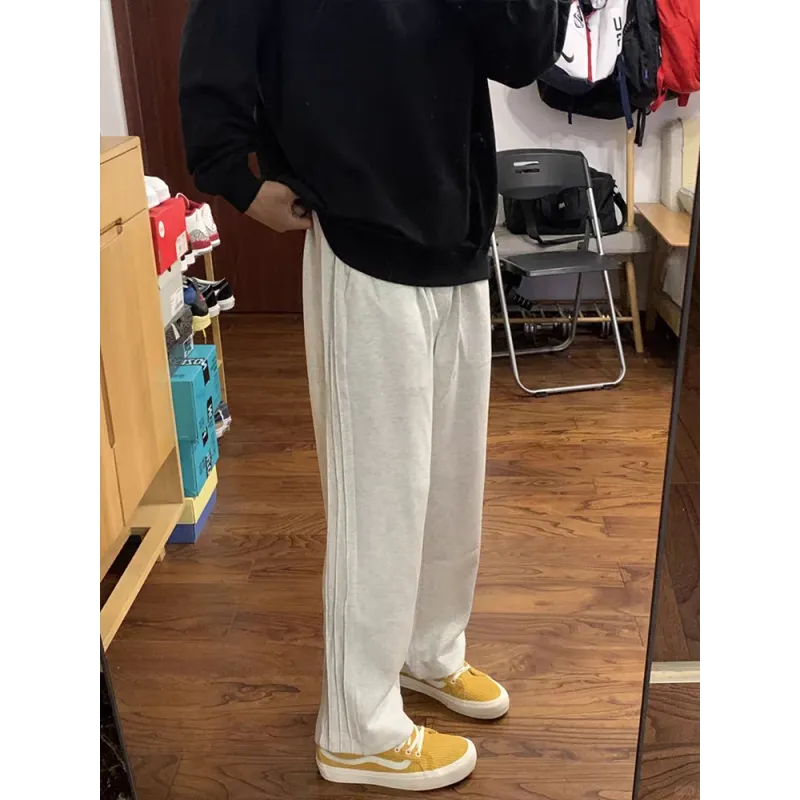 CORNILOT Casual Pants Unisex White Heather Gray-3