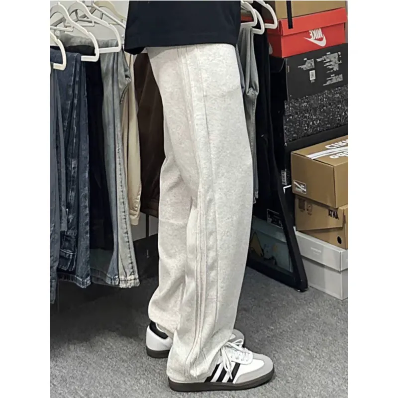 CORNILOT Casual Pants Unisex White Heather Gray-6