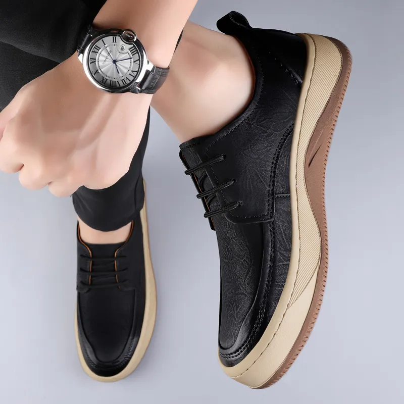 BOLE Men's Casual Shoes Men Low Top Black/Khaki/Brown-4