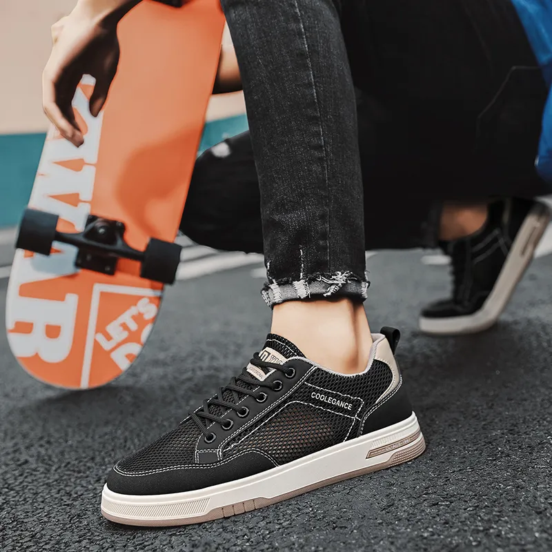 BOLE Skateboard Shoes Men Low Top Black/White/Khaki-2