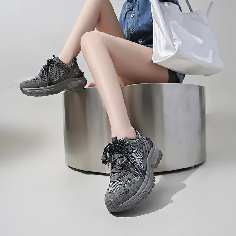 BOLE Slip Resistant And Breathable Low Top Chunky Sneakers Women's-4
