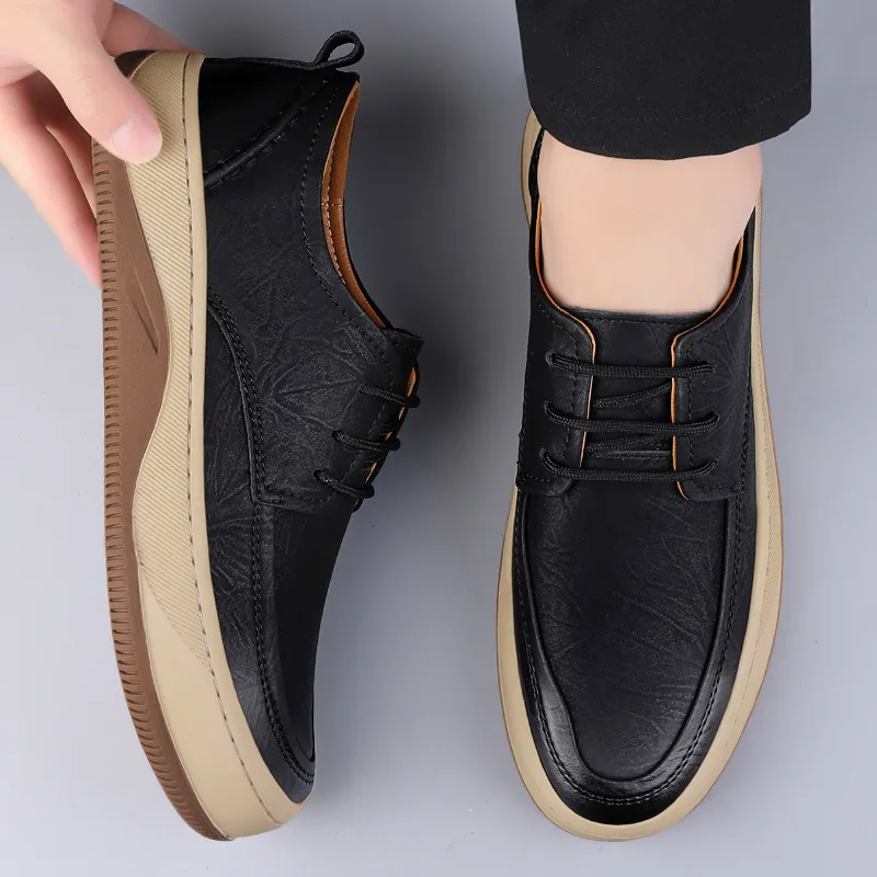 BOLE Men's Casual Shoes Men Low Top Black/Khaki/Brown-2