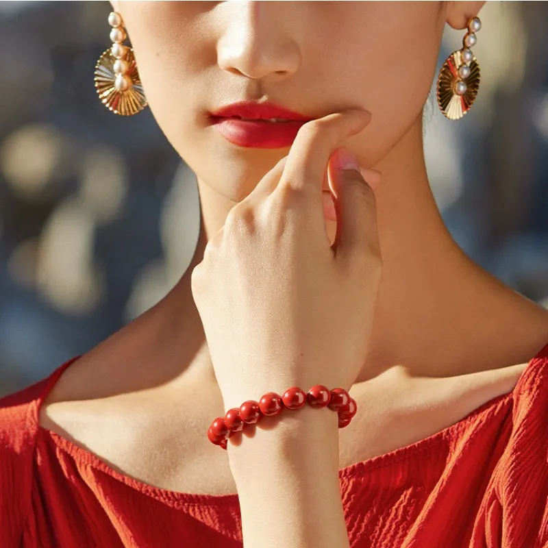 Sweet Kisses Reconstructed Cinnabar Jade Bracelets Unisex-6