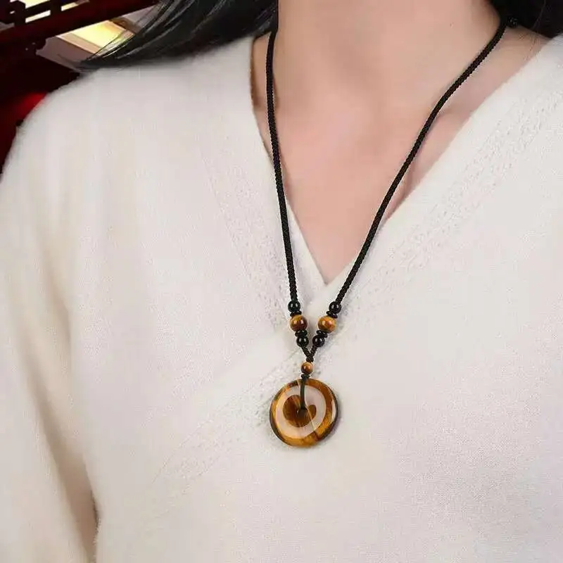 Sweet Kisses Tiger's Eye Stone Auspicious Necklace Unisex-3