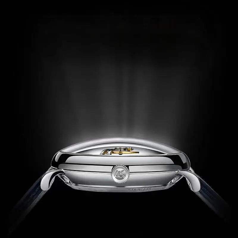 SHANGHAI Metropolis Automatic Mechanical Movement Cow Leather Strap Watch Men's Watches Blue Dial-4