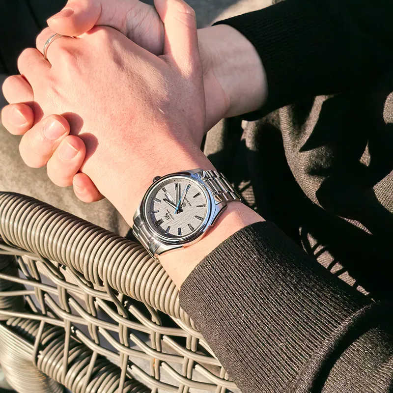 SHANGHAI Architect Collection Automatic Mechanical Movement Stainless Steel Watchband Watch Men's Watches White Dial-5
