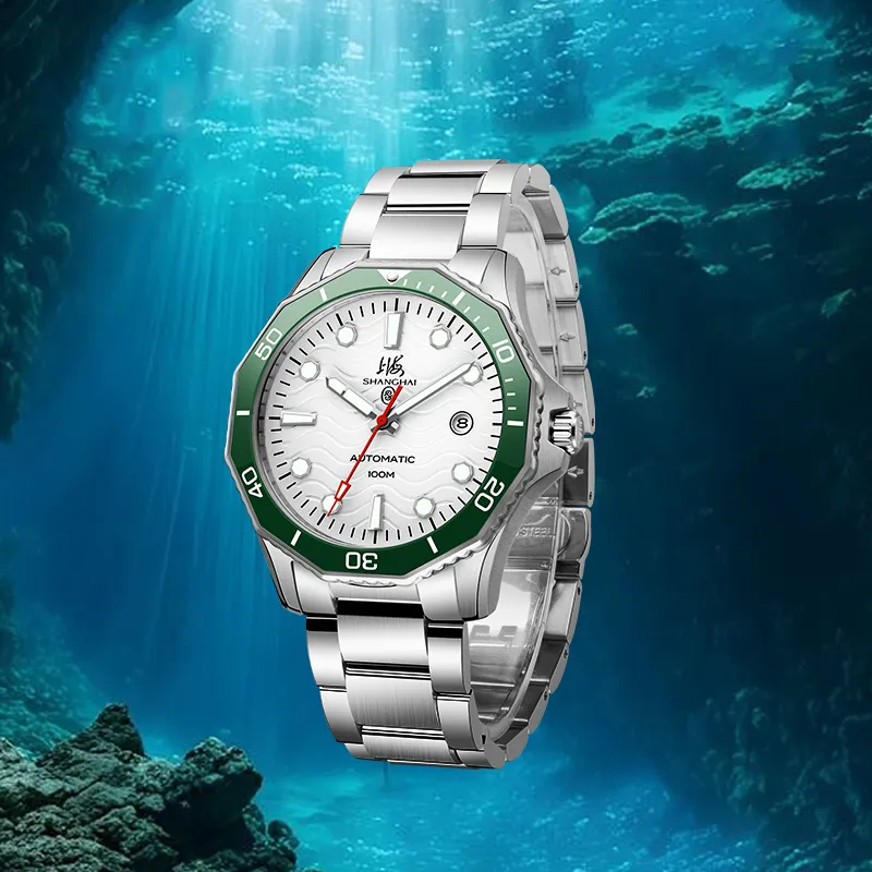 SHANGHAI Phantom Collection Automatic Mechanical Movement Stainless Steel Watchband Watch Men's Watches White Dial-1