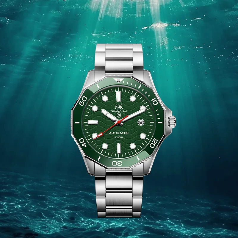 SHANGHAI Phantom Collection Automatic Mechanical Movement Stainless Steel Watchband Watch Men's Watches White Dial-4