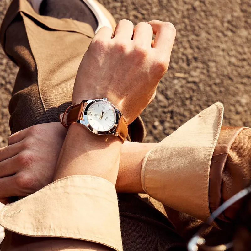 SHANGHAI Tribute Collection Automatic Mechanical Movement Cowhide Strap Men's Watches White Dial-5