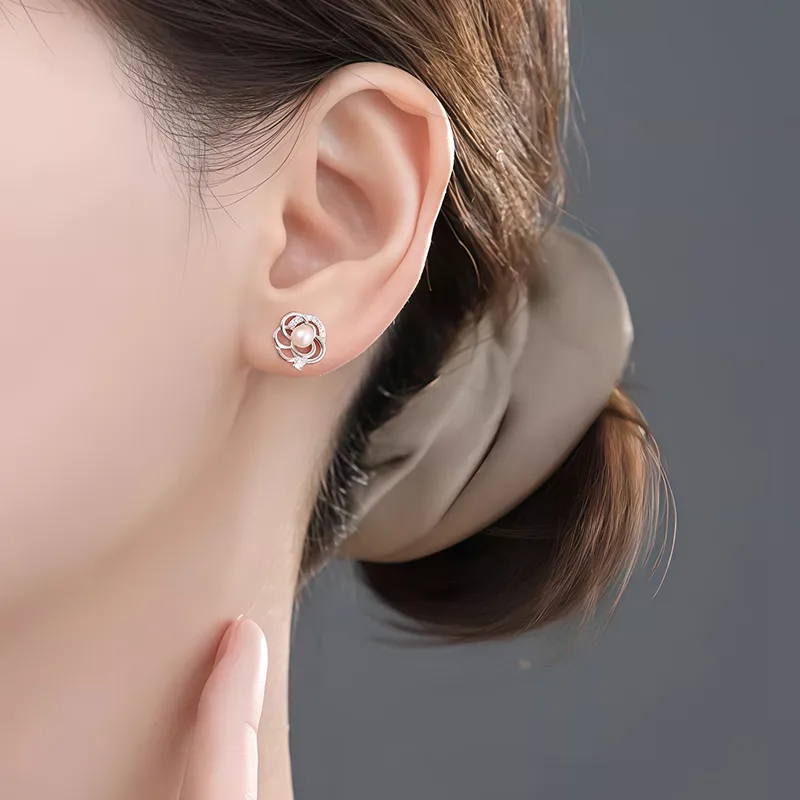FANSHINER Pearl Stud Earrings Women's-2