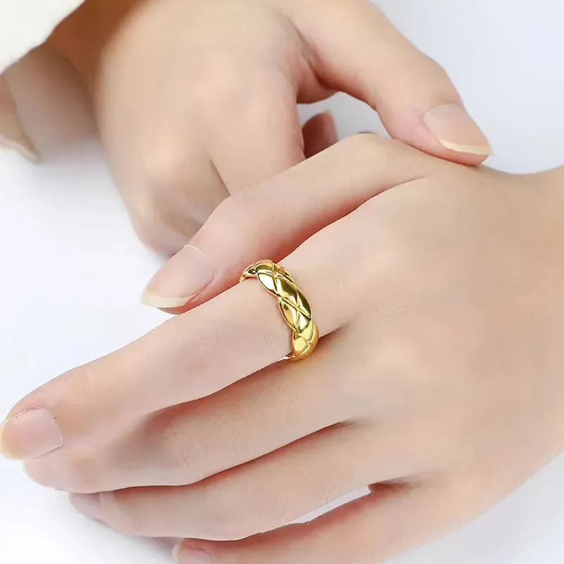 FANSHINER Alloy Surface Gold Plated Rings Unisex-3
