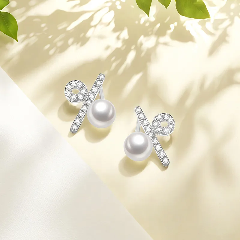 FANSHINER Pearl Stud Earrings Women's-5