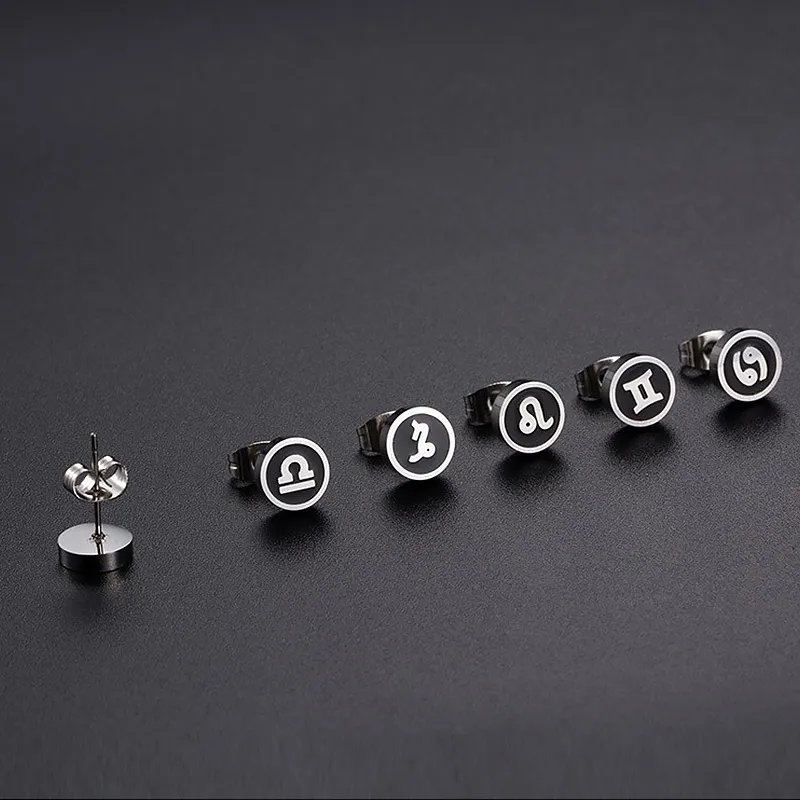 FANSHINER Titanium Steel Stud Earrings Men's-2