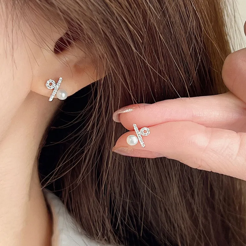 FANSHINER Pearl Stud Earrings Women's-6