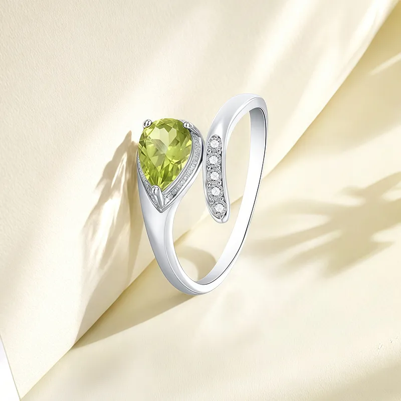 FANSHINER Natural Peridots Rings Women's-1
