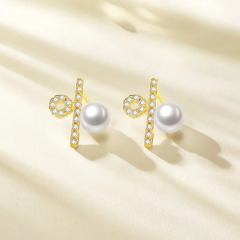 FANSHINER Pearl Stud Earrings Women's-1