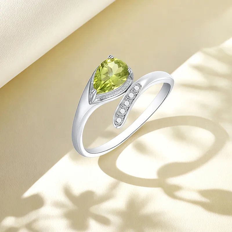 FANSHINER Natural Peridots Rings Women's-3