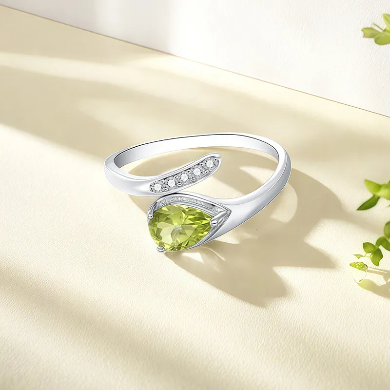 FANSHINER Natural Peridots Rings Women's-2
