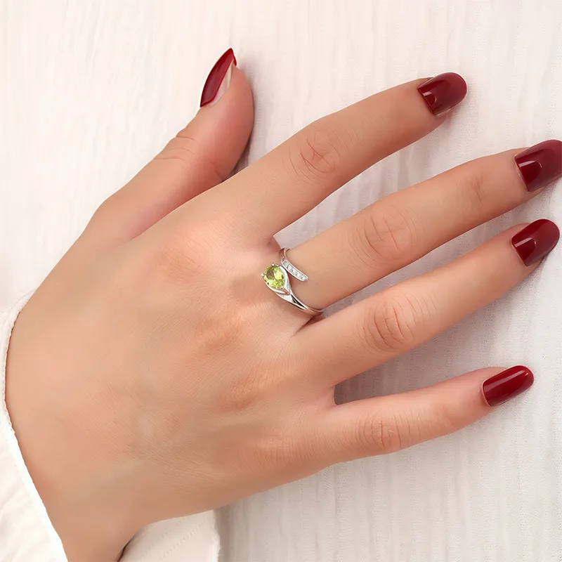 FANSHINER Natural Peridots Rings Women's-4