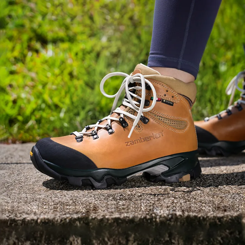 Zambella Cushioned Slip-Resistant Waterproof And Breathable Support Mid-Top Trekking Shoes Women's Camel-1
