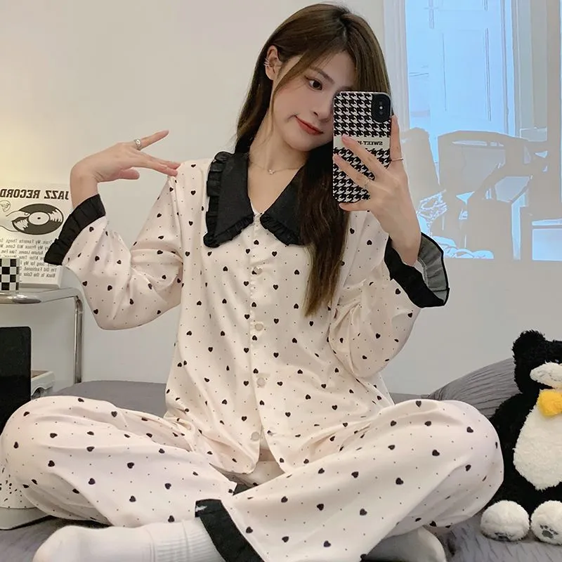 OEING Pajama Set Women's Black White-2