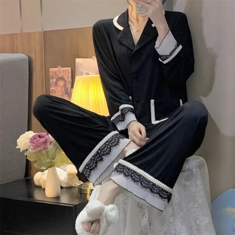 OEING Pajama Set Women's Gift Box Set Black-1