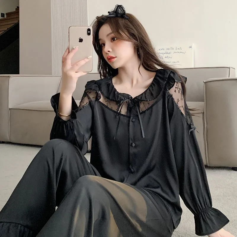 OEING Pajama Set Women's Gift Box Set Black-1
