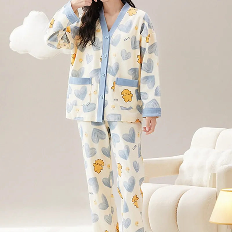 OEING Pajama Set Women's Gift Box Set Blue-1