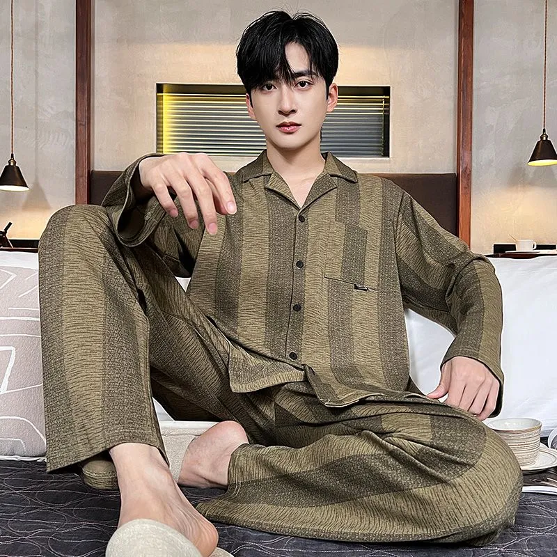 OEING Pajama Set Men's Army Green-1