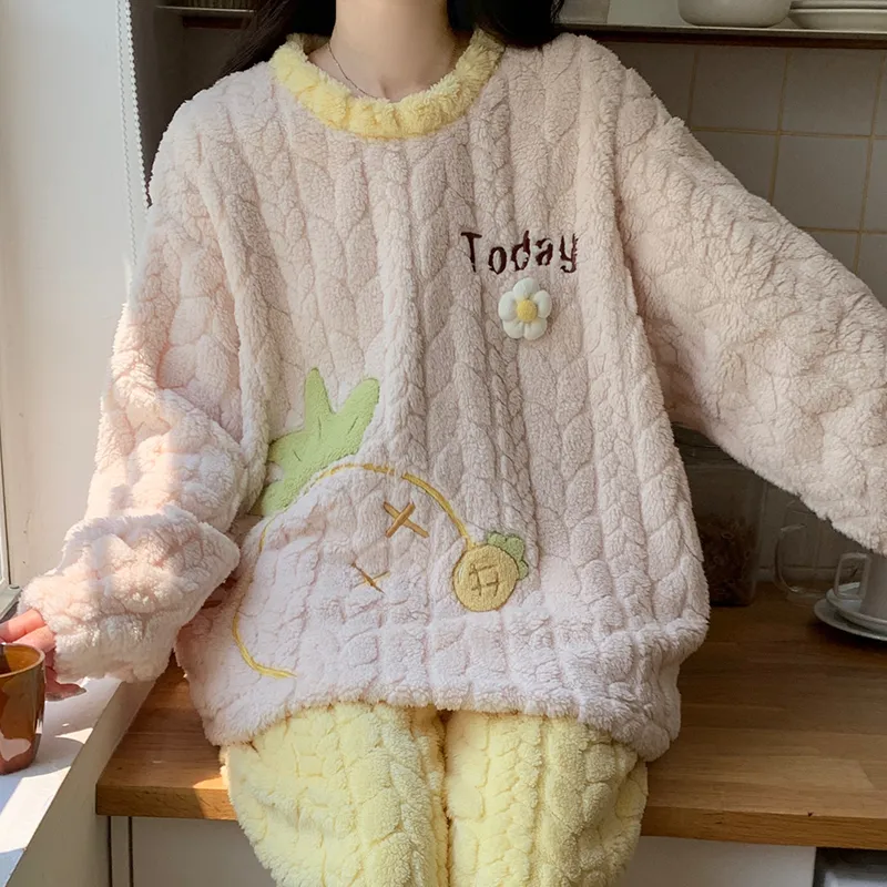 OEING Pajama Set Women's Yellow-1