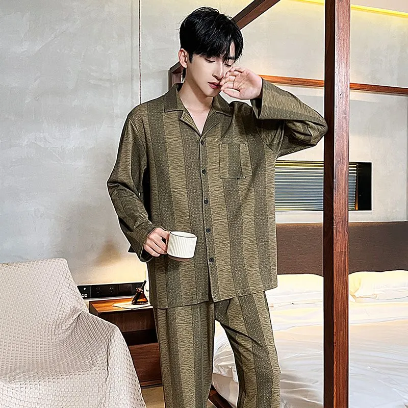 OEING Pajama Set Men's Army Green-2