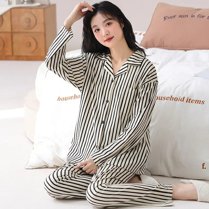 OEING Pajama Set Women's Stripes-2