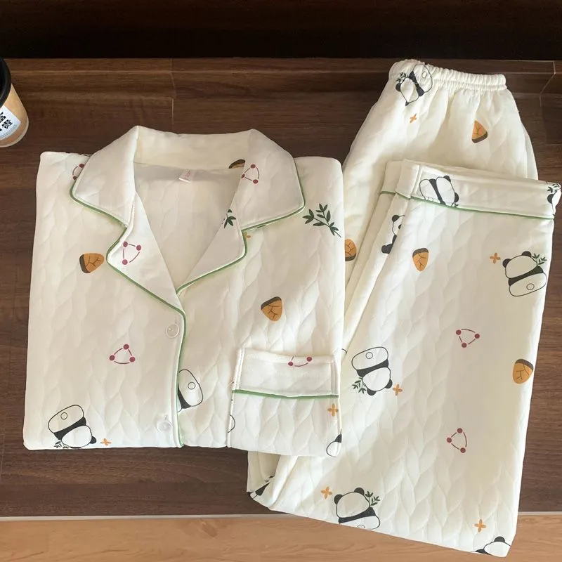 OEING Pajama Set Women's Cartoon Bear-5