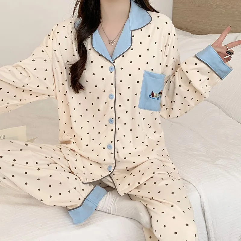OEING Pajama Set Women's Polka Dot Puppy-2