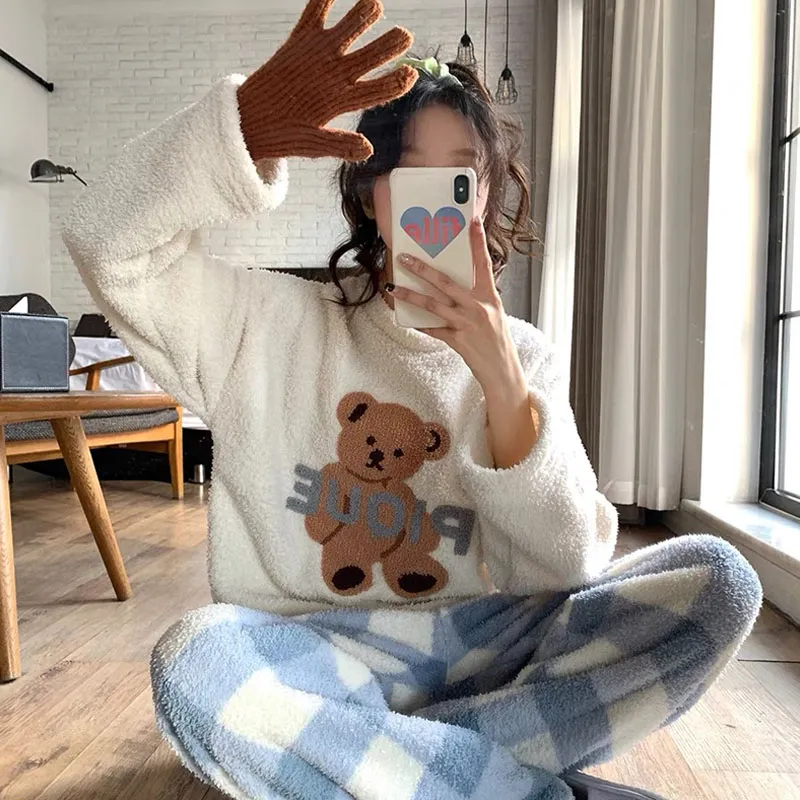 OEING Pajama Set Women's Crew Neck Ice Cream-7
