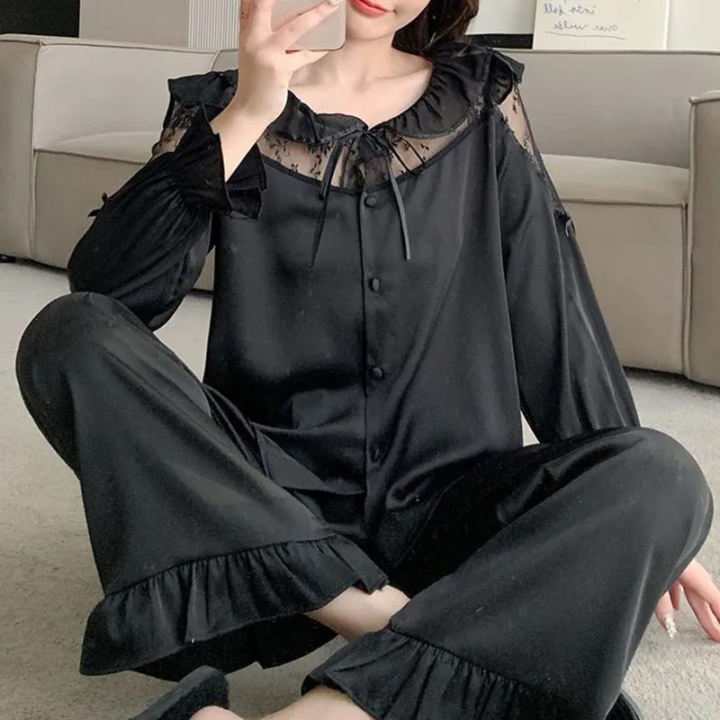 OEING Pajama Set Women's Gift Box Set Black-4
