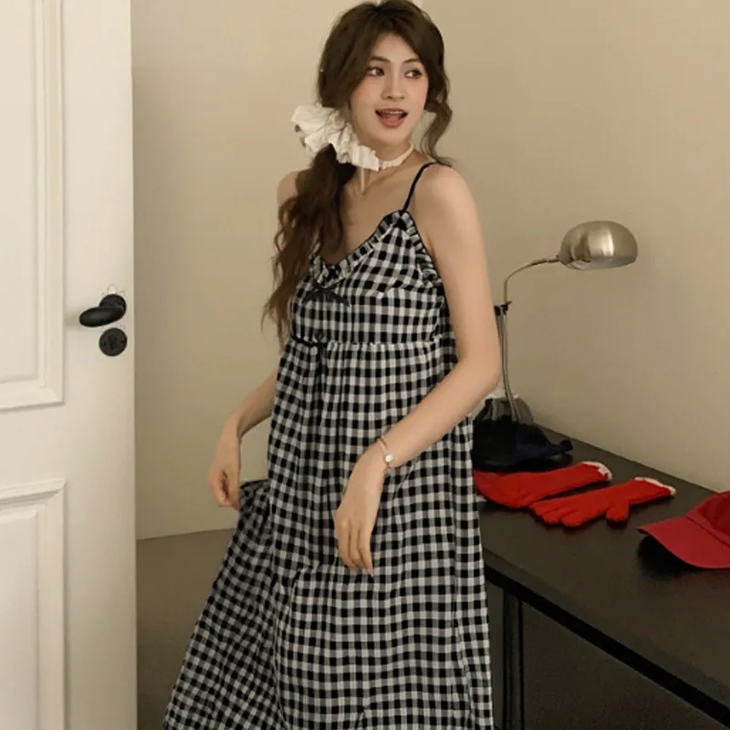 OEING Nightgown Women's Black Plaid-3